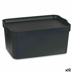 Kipit Boîte de rangement avec couvercle Anthracite Plastique 7,5 L 21 x 14,2 x 32 cm (12 Unités)