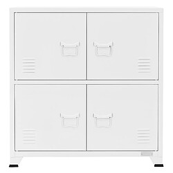 ML DESIGN MODERN LIVING Armoire De Classement Bureau Blanc 75x40x80,5 Cm Acier 2 Compartiments 4 Portes