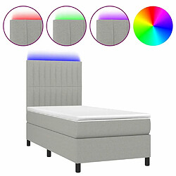 Sommier à lattes et LED,Cadre à lattes de lit avec matelas pour Adulte Gris clair 90x190cm -MN98634