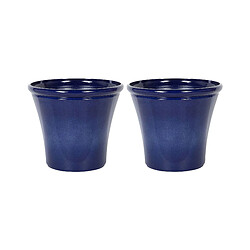 Beliani Lot de 2 pots de fleurs KOKKINO Pierre Bleu marine