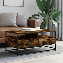 Maison Chic Table basse,Table Console Table d'appoint, Table pour salon chêne fumé 100x51x45 cm bois d'ingénierie -MN84356