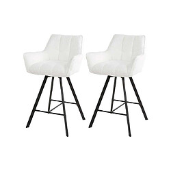 Acheter Lisa Design Hatti - lot de 2 tabourets de bar pivotants - en tissu bouclette blanc