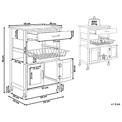 Avis Beliani Chariot de cuisine bois clair et blanc LUGO