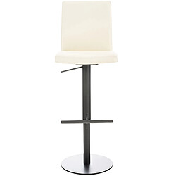 Decoshop26 Tabouret de bar x1 réglable en hauteur et pivotant à 360° plateforme ronde en métal noir assise en PVC crème 10_0004567