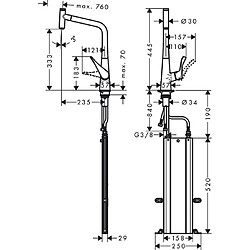 Avis Hansgrohe - Mitigeur de cuisine 320 Metris Select M71 avec embout du bec extractible 1 jet, sBox finition Stainless Steel Finish