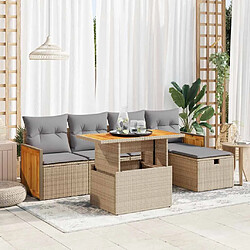 vidaXL Salon de jardin avec coussins 6 pcs beige résine tressée