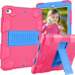 Wewoo Housse Étui Coque de protection en silicone bicolore antichoc pour iPad Mini 2019 & 4avec support Rose Rouge + Bleu