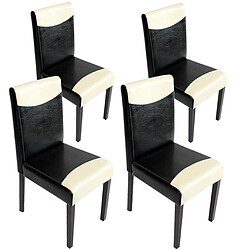 Decoshop26 Lot de 4 chaises de salle à manger cuisine design moderne en PVC noir et blanc pieds foncés 04_0007528