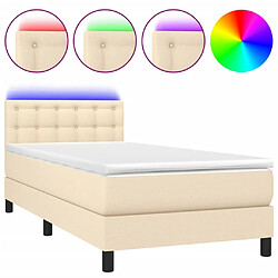 Sommier à lattes LED,Cadre à lattes de lit avec matelas pour Adulte Crème 90x190 cm Tissu -MN60043