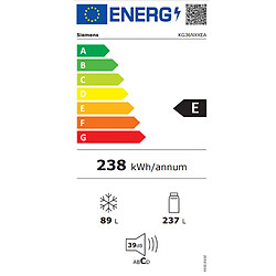 Réfrigérateur combiné 60cm 326l nofrost noir - KG36NXXEA - SIEMENS