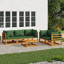 Maison Chic Salon de jardin 6 pcs + coussins - Mobilier/Meubles de jardin - Table et chaises d'extérieur vert bois massif -MN12242