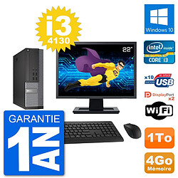 PC Dell 7020 SFF Ecran 22" Intel i3-4130 RAM 4Go Disque Dur 1To Windows 10 Wifi - Occasion