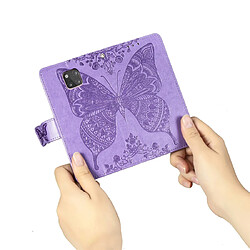 Wewoo Housse Coque Étui en cuir à rabat horizontal Butterfly Love Flowers pour Huawei Mate 20 Proavec supports et porte-cartesavec porte-monnaie violet clair