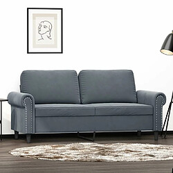 Maison Chic Canapé à 2 places,Sofa de Salon,Canapé droit Gris foncé 140 cm Velours -GKD164006