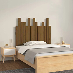 vidaXL Tête de lit murale Marron miel 95,5x3x80 cm Bois massif de pin