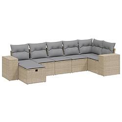 vidaXL Salon de jardin avec coussins 7pcs mélange beige résine tressée