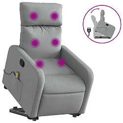 vidaXL Fauteuil de massage inclinable Gris clair Tissu