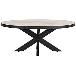 Pegane Table basse ovale en bois de manguier / métal coloris naturel - Longueur 130 x Profondeur 70 x Hauteur 45 cm