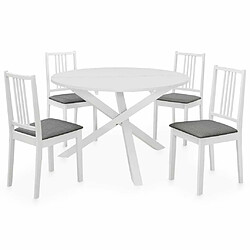 Maison Chic Salon de jardin de salle à manger 5 pcs,Table et Chaises d'extérieur,Mobilier de jardin MDF Blanc -MN63933