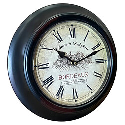 L'Héritier Du Temps Horloge Murale en Fer avec Vitre en Plexiglass Pendule de Cuisine Chateau Delafont Bordeaux Noir 4x32x32cm