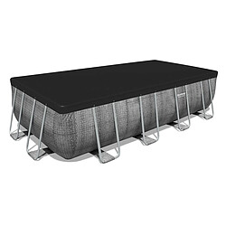 Bestway Piscine tubulaire rectangle power steel 5.49 x 2.74 x h.1.22 m - motif rotin gris pas cher