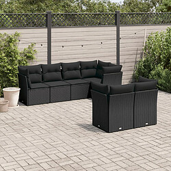 vidaXL Salon de jardin 7 pcs avec coussins noir résine tressée