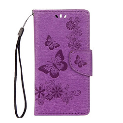 Wewoo Housse Étui Violet pour Huawei P10 Plus Papillons Gaufrage en cuir Flip horizontale avec support et Slots de cartes Portefeuille & Longe