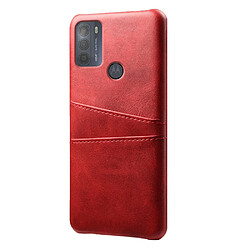 Coque en TPU + PU avec double porte-cartes rouge pour votre Motorola Moto G50