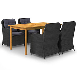 Maison Chic Ensemble de salle à manger de jardin 5 pcs,Table et chaises d'extérieur Noir -GKD653176