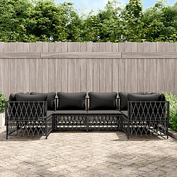 Maison Chic Salon de jardin 6 pcs avec coussins - Table et chaises d'extérieur - Mobilier/Meubles de jardin Moderne anthracite acier -MN55164