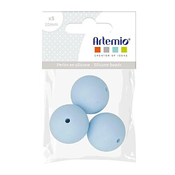 Artemio 3 perles silicone rondes - 15 mm - bleu pastel