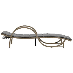 Acheter vidaXL Chaise longue avec coussin beige 60x199x42 cm résine tressée