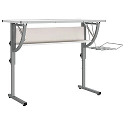 vidaXL Bureau d'artisanat blanc et gris 110x53x(58-87) cm