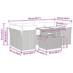 vidaXL Salon de jardin avec coussins 7 pcs gris clair résine tressée pas cher