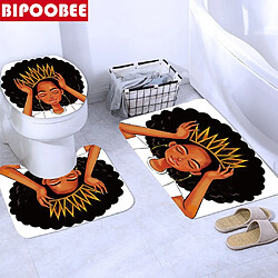 Avis Universal Set de 4 tuyauteries Femme Américaine Couronne Rideau de Douche Africaine Reine Princesse Rideau de Douche avec Tapis Housse de siège WC (180 * 180 cm)