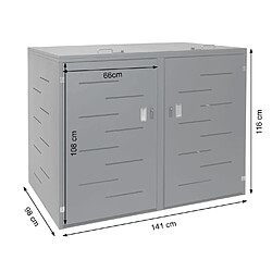 Avis Decoshop26 Abris poubelles verrouillable avec deux compartiments 116 x 141 x 98 cm acier inoxydable 04_0007006