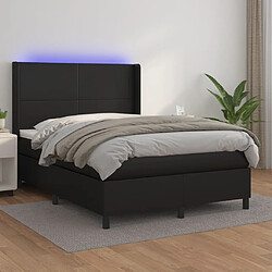 Sommier à lattes et matelas LED,Cadre à lattes de lit pour Adulte Noir 140x200cm Similicuir -MN83569