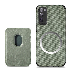 Coque en TPU + PU texture en fibre de carbone avec porte-carte vert pour votre Samsung Galaxy S20 FE 5G/4G/Galaxy S20 Lite