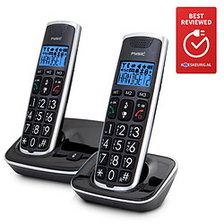 FYSIC Téléphone sans fil sénior grandes touches, 2 combinés FX-6020 Noir