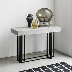 Inside 75 Table console extensible 8 couverts CEMENTO 50/176x110x75cm structure métal noir plateau gris béton