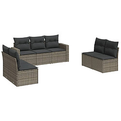 vidaXL Salon de jardin avec coussins 7 pcs gris résine tressée