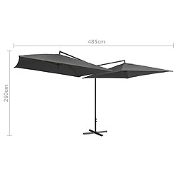 vidaXL Parasol double avec mât en acier 250 x 250 cm Anthracite pas cher