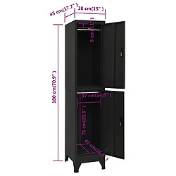 vidaXL Armoire à casiers Noir 38x45x180 cm Acier pas cher