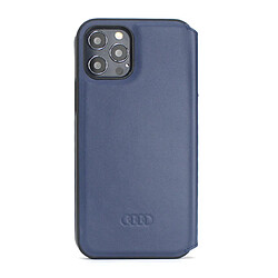 Audi Etui pour iPhone 12 Mini - Bleu Q8 Série cuir véritable pas cher