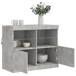 Maison Chic Commode Buffet - Meuble de rangement avec lumières LED gris béton 81x37x67 cm -GKD40195 pas cher