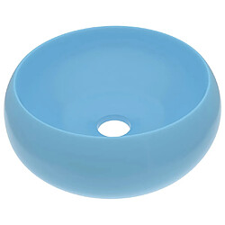 vidaXL Lavabo rond de luxe Bleu clair mat 40x15 cm Céramique