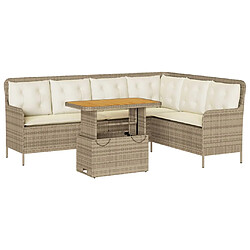 vidaXL Salon de jardin avec coussins 2 pcs beige résine tressée