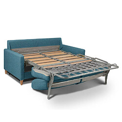 Acheter Inside 75 Canapé convertible OGGETTO matelas 16 cm système express sommier lattes 120cm RENATONISI velours bleu azur