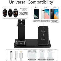 Chrono Station de chargement sans fil, station de chargement rapide en aluminium 3 en 1 pour iPhone 12/12 Pro/12 Mini/11 Pro Max/X/XS/XR/XS Max/8 Plus, support de chargeur pour iWatch Series 6/5/4/3/ 2/1, AirPods Pro,(noir)