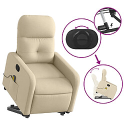 Acheter vidaXL Fauteuil inclinable de massage Crème Tissu